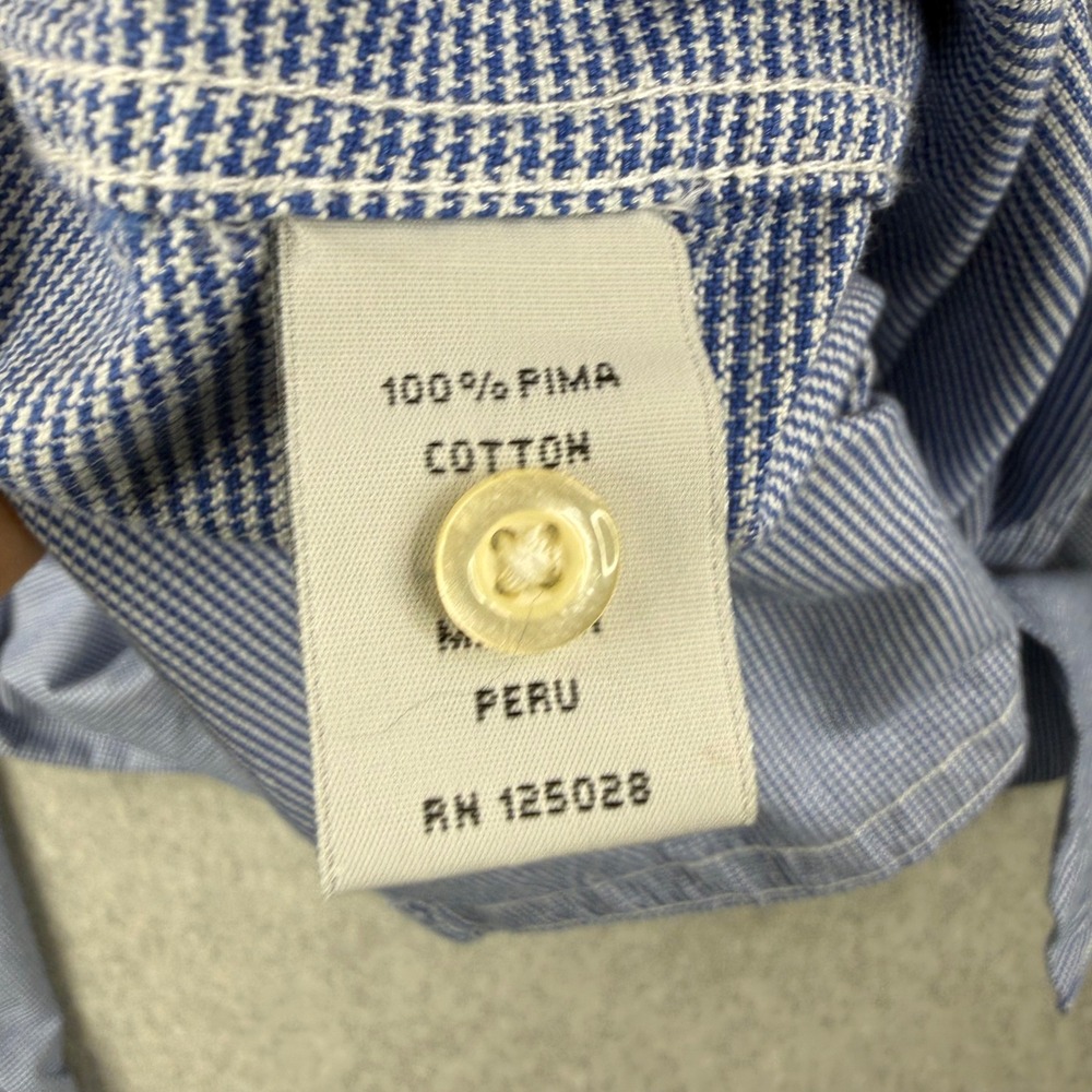 Psycho Bunny Shirt Mens Medium Blue Houndstooth Button Down Preppy Pima Cotton - Picture 9 of 13